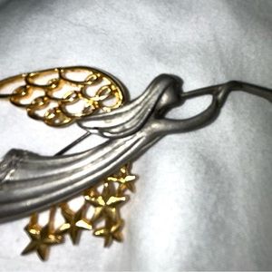 Gold and Silver Tone Trumpeting Angel, GUC